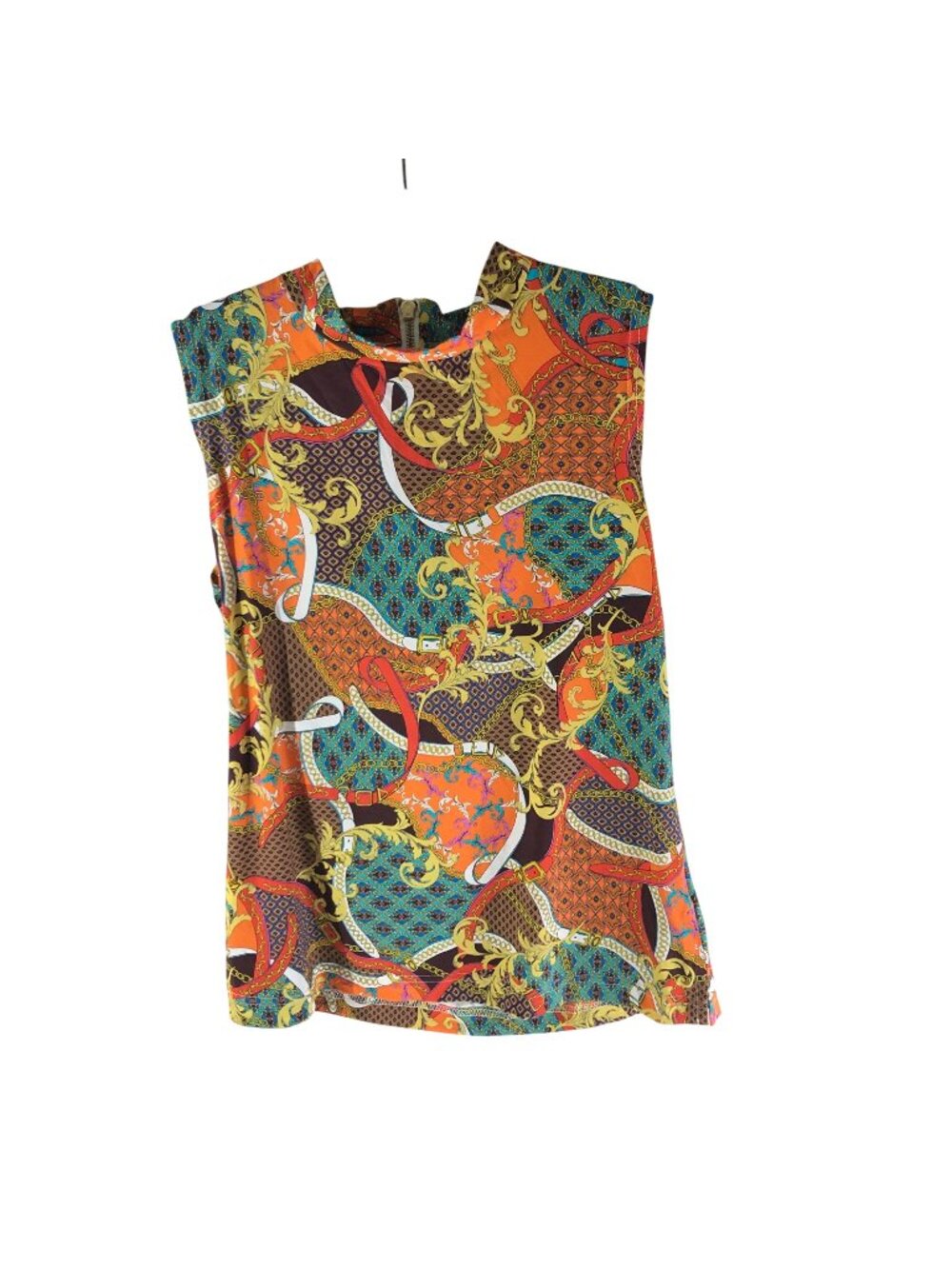 Sara Campbell Womens Sleeveless Multicolor Baroque Print Top With Back Zipper S - Picture 1 of 5